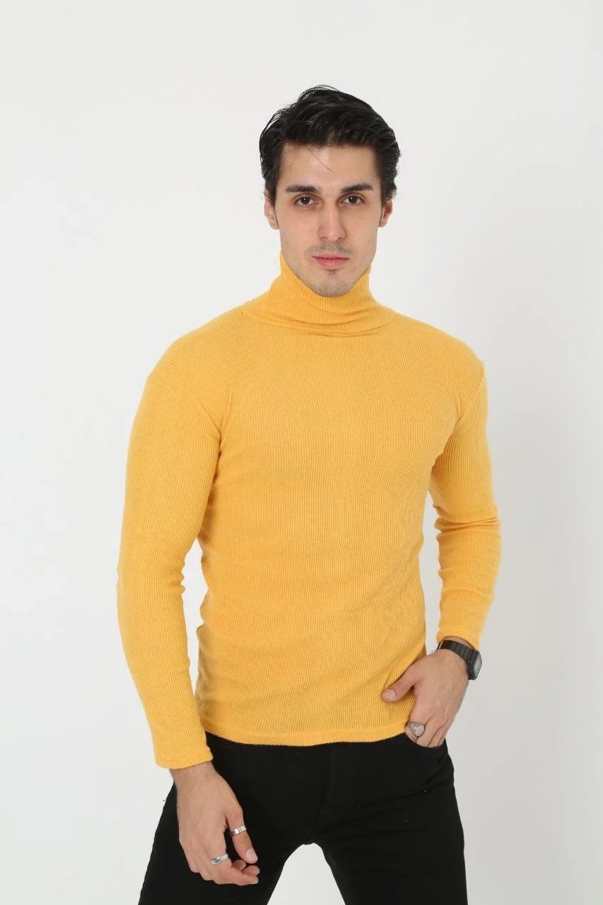 Muški žuti Slim Fit Likra dolčevita rebrasta Kaškorz Body 2