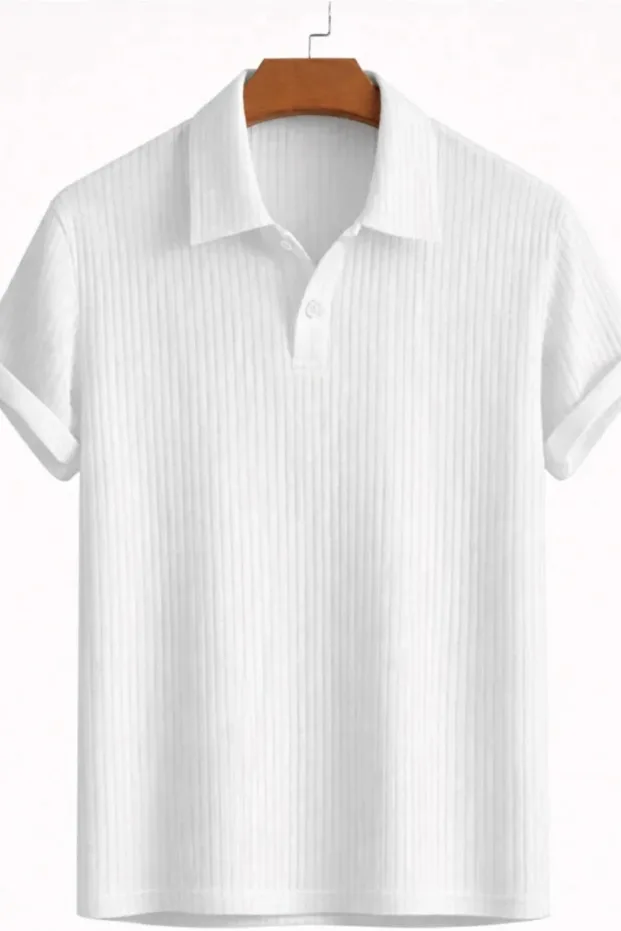 Siyah Beyaz 2'li Paket Erkek Oversize Fitilli Polo Yaka 3