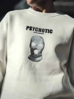 Sweatshirtê Spî ê Mêran ê Bi 3 Têlên Pembû, Stûyê Bisîkletê û Çapkirî