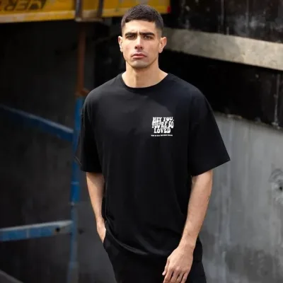 Машки Црн Oversize Велосипед Јака Принт Летен Маица 1