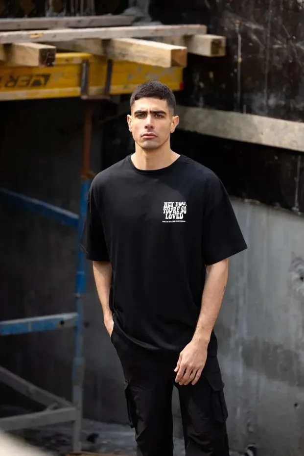 Машки Црн Oversize Велосипед Јака Принт Летен Маица 1