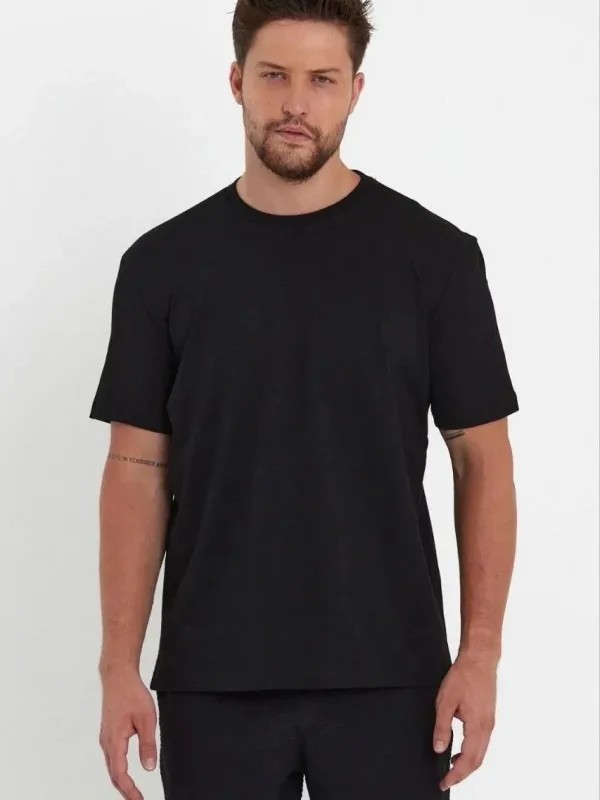Pánské černé regular fit tričko s výstřihem do V, úplet 3