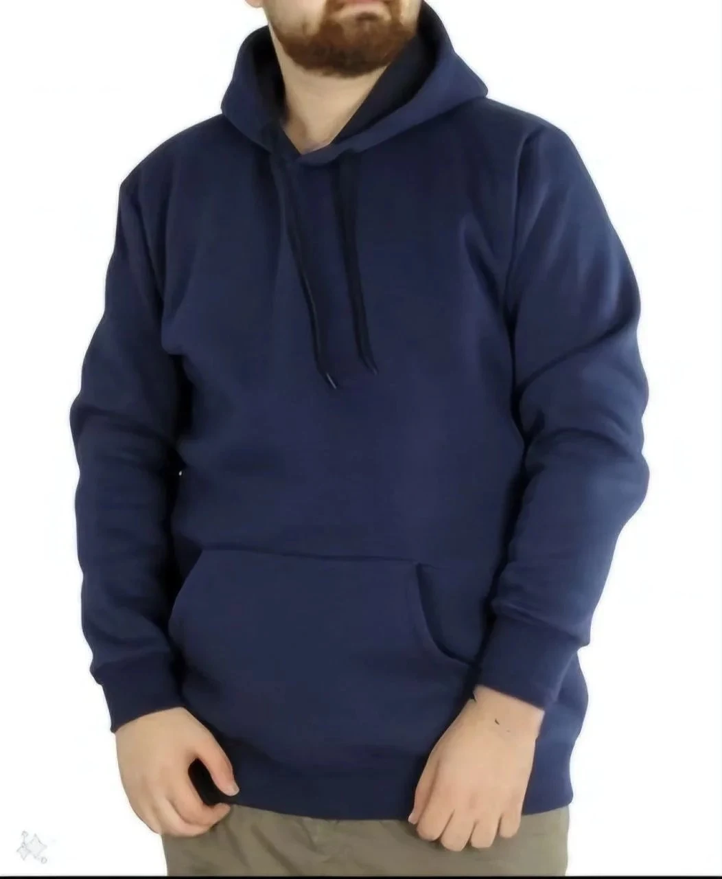 Muški tamnoplavi oversize 3-nitni pamučni kapuljač s džepovima, sweatshirt