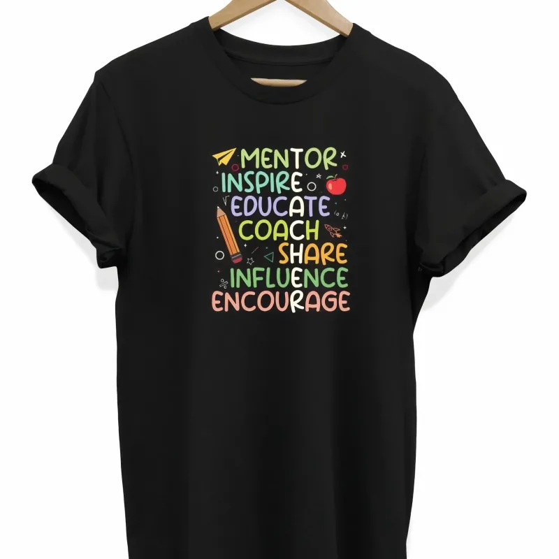 Masculin Negru Oversize Ziua Profesorului Printat Guler Bicicleta Tricou