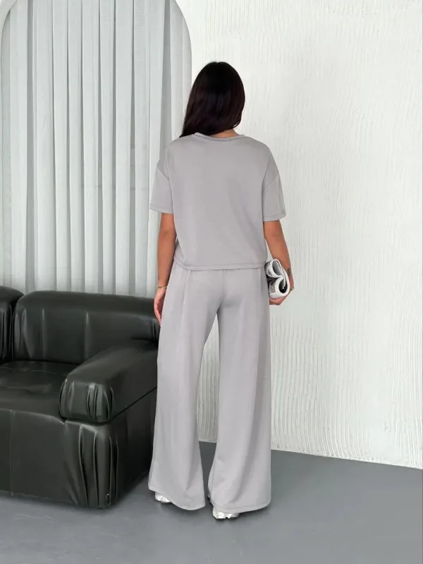 Femeie Gri Oversize Guler Bicicleta Imprimat Set 8