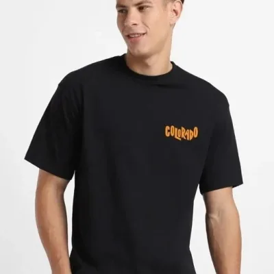 Kişi Qara Oversize Çap Qısaqol Köynək 1