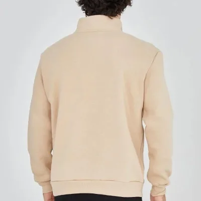 Men's Beige Half-Zip 3-Thread Cotton Printed Sweatshirt 7