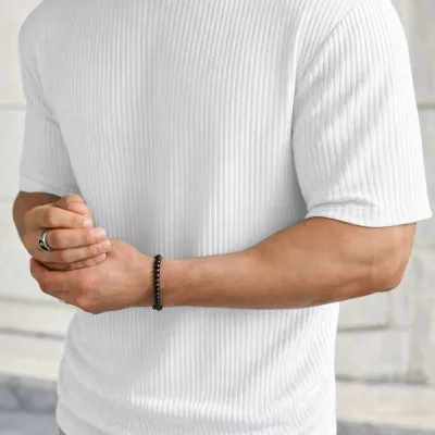 თეთრი Oversize ნეკნიანი ბამბა მამაკაცის T-მაისური 2