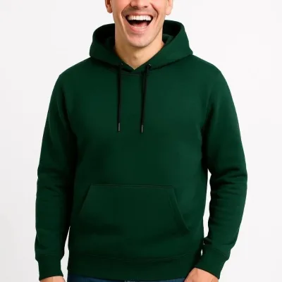 Bărbat Haki 3 Fire Bumbac Glugă Cangur Buzunar Sweatshirt 4