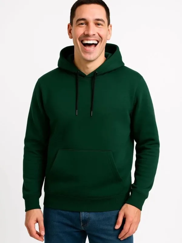 Bărbat Haki 3 Fire Bumbac Glugă Cangur Buzunar Sweatshirt 4