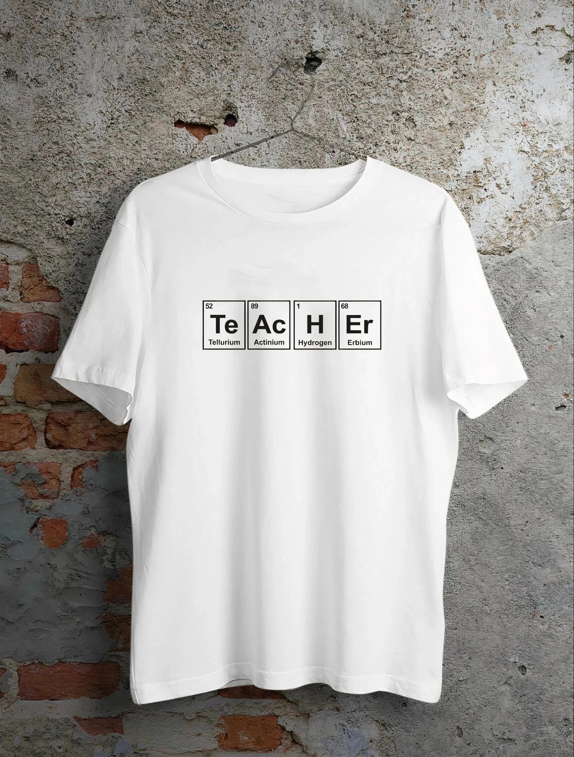 Kişi Ağ Çapraz Yaka Kimya Müəllimi Çap T-shirt