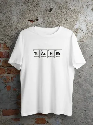 Kişi Ağ Çapraz Yaka Kimya Müəllimi Çap T-shirt