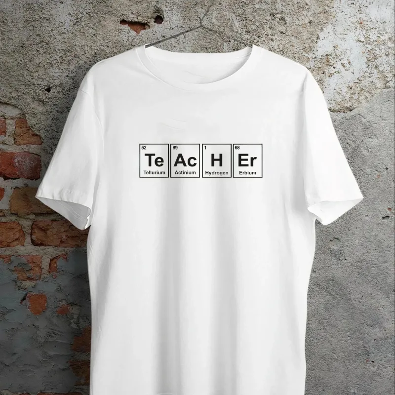 Men's White Crew Neck Chemistry Teacher Printed T-Shirt
