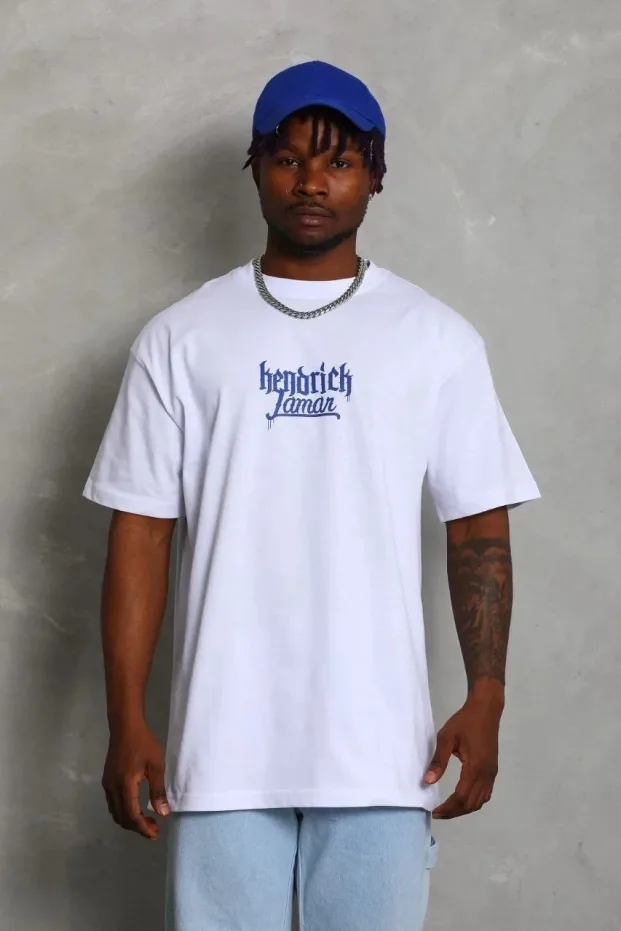 Bianco Maschio Oversize Collo Ciclista T-shirt Stampato 4
