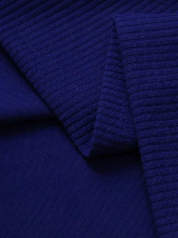 Maschio Blu Scuro Polo Collo Oversize Costina Tessuto 100% Cotone Taglio Largo Collo a Barca 5