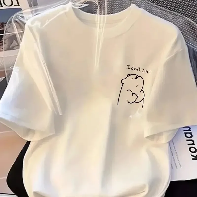Ženska bela oversized "Nije me briga" print majica