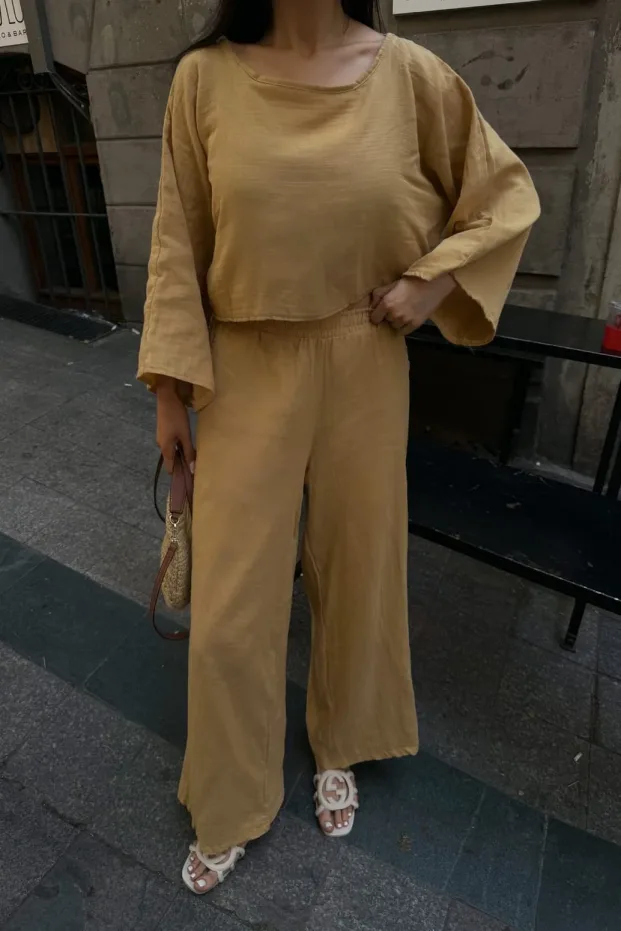 Pantalone i bluza Muslin set Kamel 4