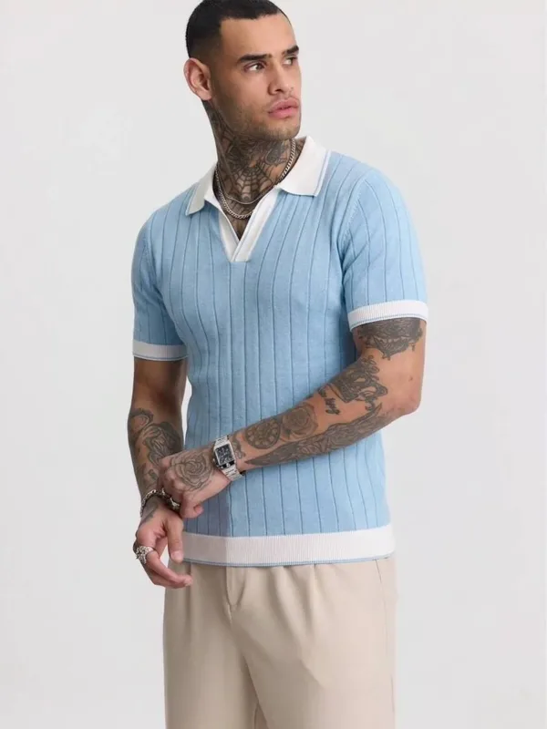 Blu Foshnje Burra Toscana Triko Mëngë të Shkurtra Polo T-Shirt 2