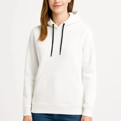 Gra Ngjyrë e Bardhë Oversize 3 Fije Pambuk Kapuç Xhep Kanguri Sweatshirt 5