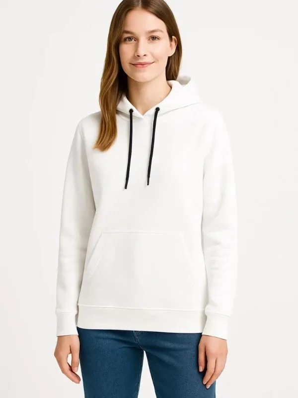 Gra Ngjyrë e Bardhë Oversize 3 Fije Pambuk Kapuç Xhep Kanguri Sweatshirt 5