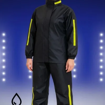 Women's Black Waterproof PVC Reflective Motorcycle Rain Suit 6