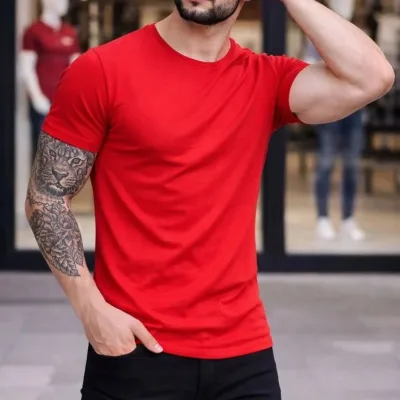 Pánsky červený slim fit elastický bicyklový body tričko 4
