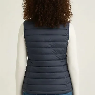 Vest for Women, Navy Blue, Water-Repellent, Quilted, with Pockets, Puffy 4
