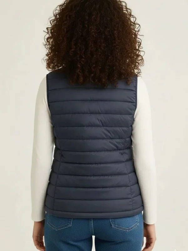 Vest for Women, Navy Blue, Water-Repellent, Quilted, with Pockets, Puffy 4