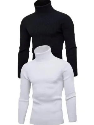 Pánska 2-dielna sada elastický rebrovaný rolák slim fit body
