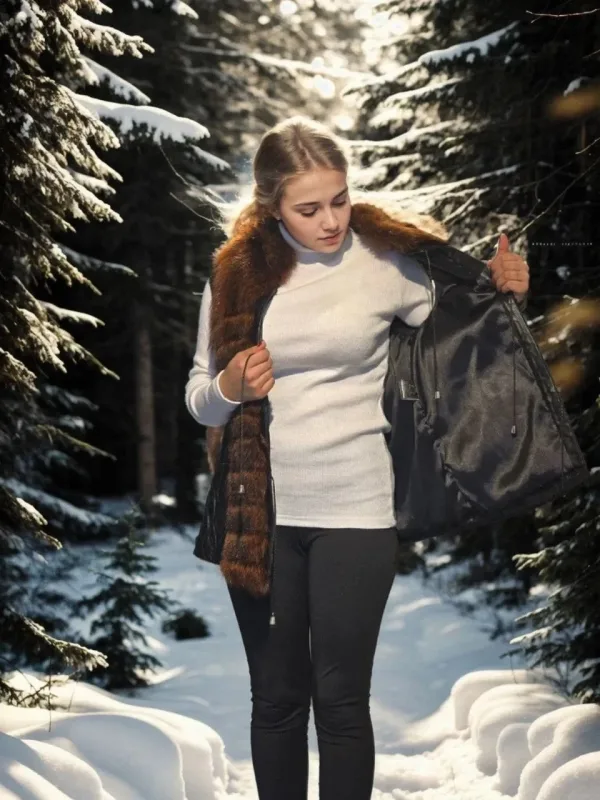 Dámská černá pravá kožešinová vesta bez rukávů na zip 5
