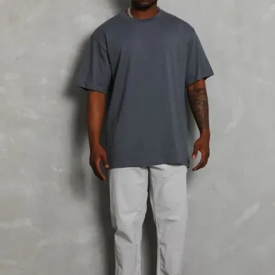 Men's Smoke Oversize Crew Neck Solid Summer Short Sleeve T-Shirt 2