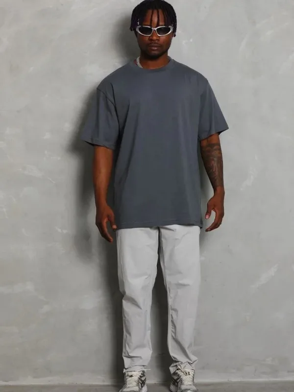 Men's Smoke Oversize Crew Neck Solid Summer Short Sleeve T-Shirt 2