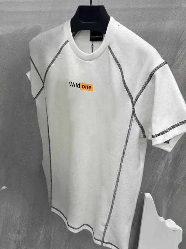 Muška bela oversize karo kragna detalj sa šavovima majica 1