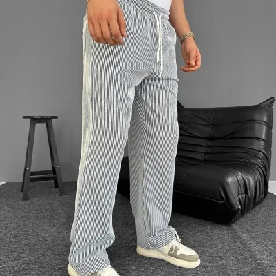 Men's Gray Waterway Striped Pocket Summer Pants 3