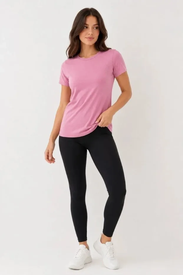Qadın Çəhrayı Slim Fit Velosiped Yaxalı Basic Köynək 2