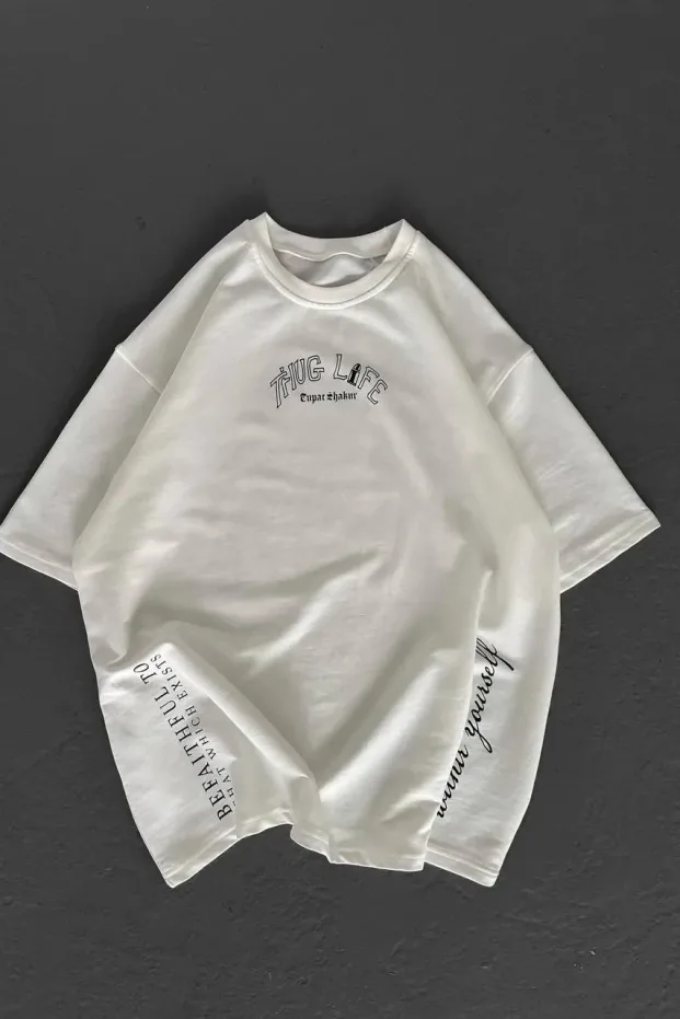 Bărbat Alb Tricou cu Guler Bicicletă Imprimat cu Eșarfă Palestiniană 5