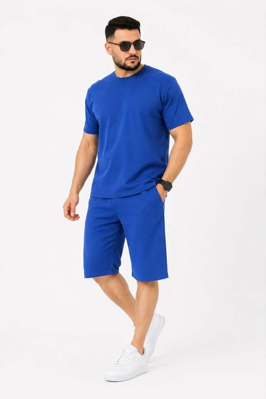 Męski zestaw 2-częściowy Oversize T-shirt i szorty z tkaniny dwunitkowej 8