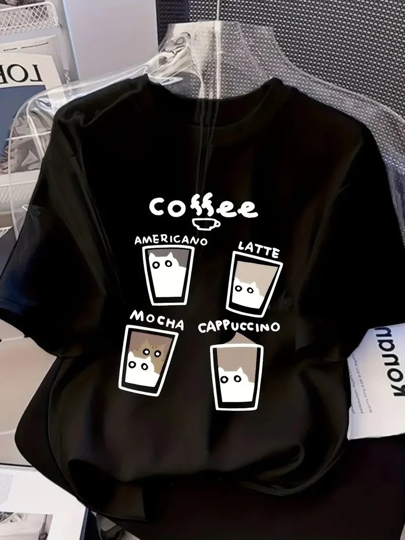 Women's Black Oversize Cycling Neck Printed T-Shirt 1