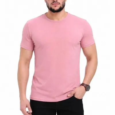 Muška roze slim bicikl kragna bez printa basic majica 1