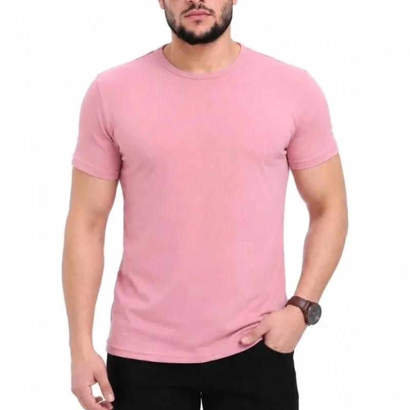 Kişi Çəhrayı Slim Velosiped Yaxası Baskısız Basic Köynək