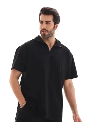 Машки црн oversize полурајсвершлус обична маица