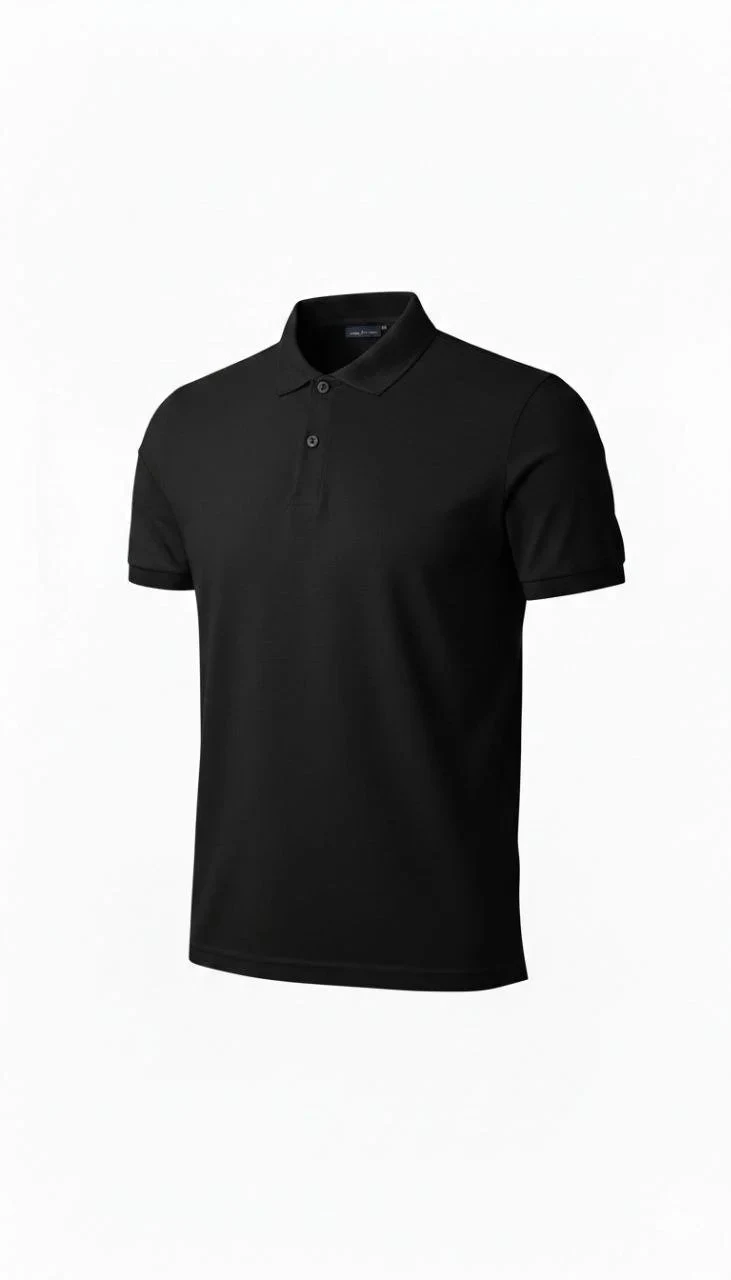 Muška crna regular fit pike tkanina dugmad polo kragna majica