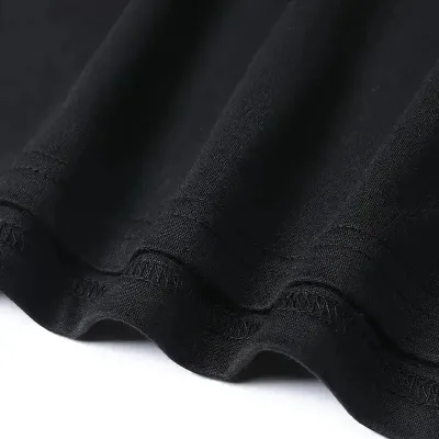 Bluzë për meshkuj, e zezë, jakë biçiklete, oversize, me printim, verore 3