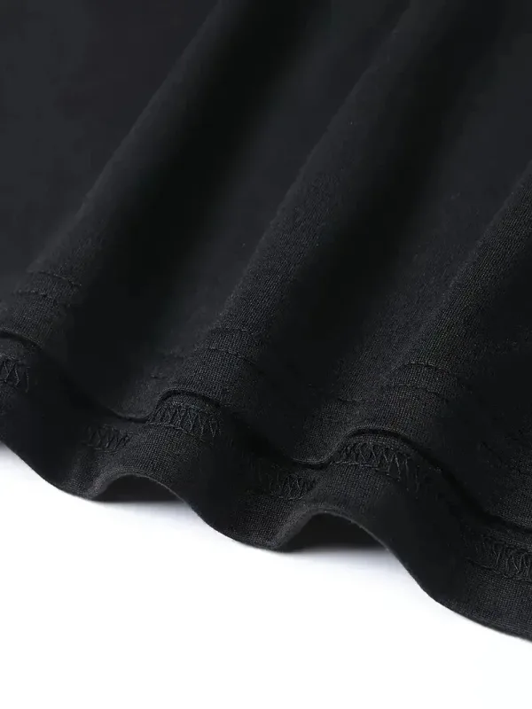 Bluzë për meshkuj, e zezë, jakë biçiklete, oversize, me printim, verore 3