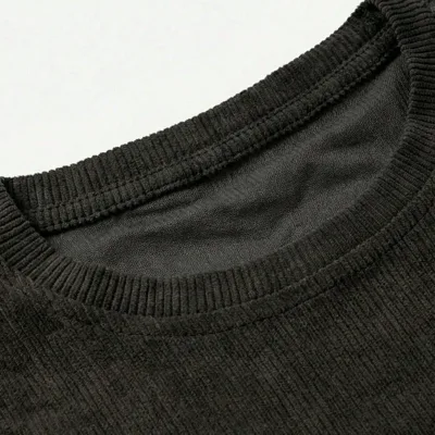 შავი Oversize ნეკნიანი 100% ბამბა Premium T-მაისური 4