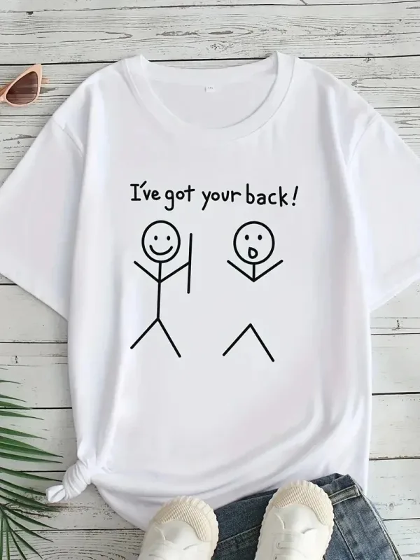 Női Fehér "I've Got Your Back" Nyomott Oversize Póló 1