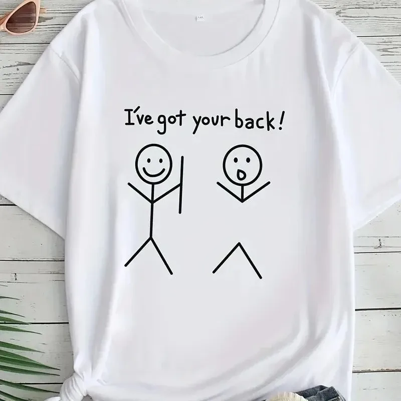 Dámske biele oversize tričko s potlačou "I've Got Your Back"