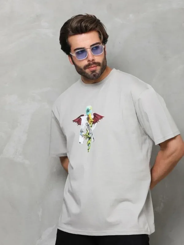 Férfi Szürke Regular Fit Kerékpár Nyomott Póló 4