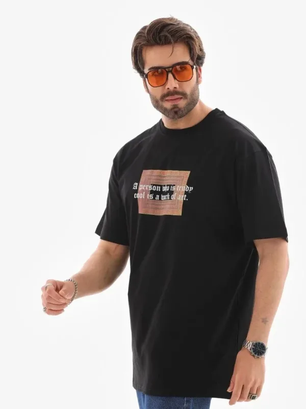 Pánske čierne regular fit bicykel golier potlačené tričko 7