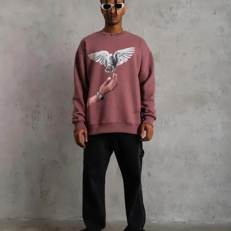 Mursho Gulo Kuruso Oversize Bicikleto Kolaro Printime Sweatshirt